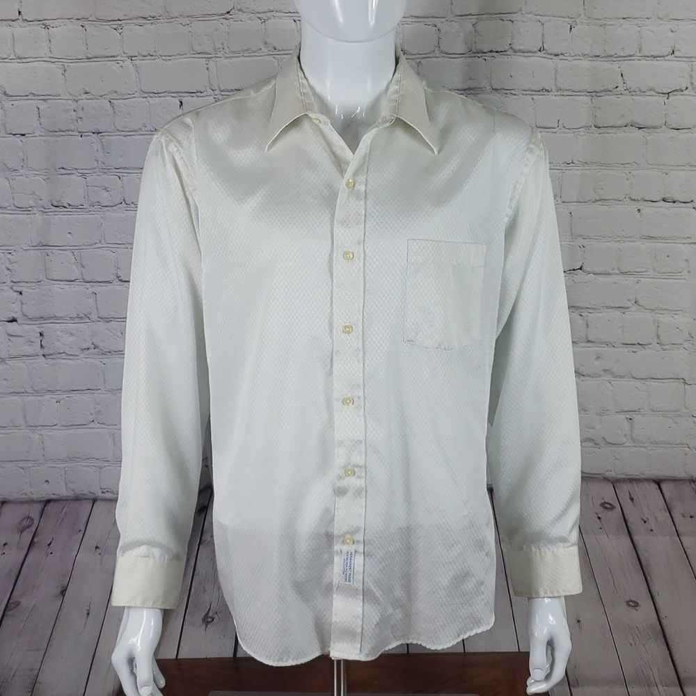 Damon Size 17 Long Sleeve Button-down Shirt 80% Darcon Polyester 20% Cotton
